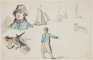 ANON. Formerly attributed to ‘Alexander’ (?William Alexander 1767-1816) - Studies of fishermen and fishing boats.