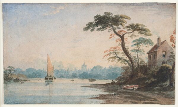 VARLEY John O.W.S. (1778-1842) - Hay barge at Chiswick, from Barnes.
